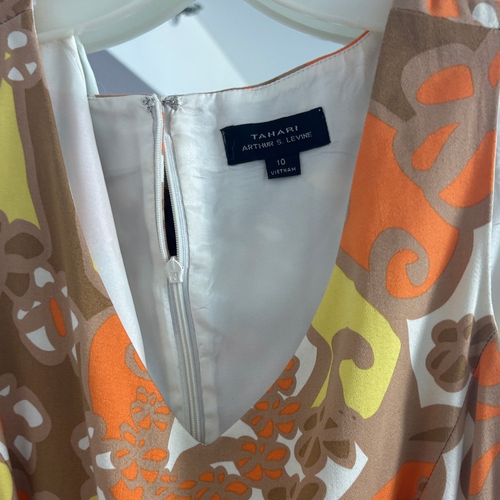 Tahari Orange, Brown & Yellow Floral-Pattern Midi Dress - Picture 4 of 5